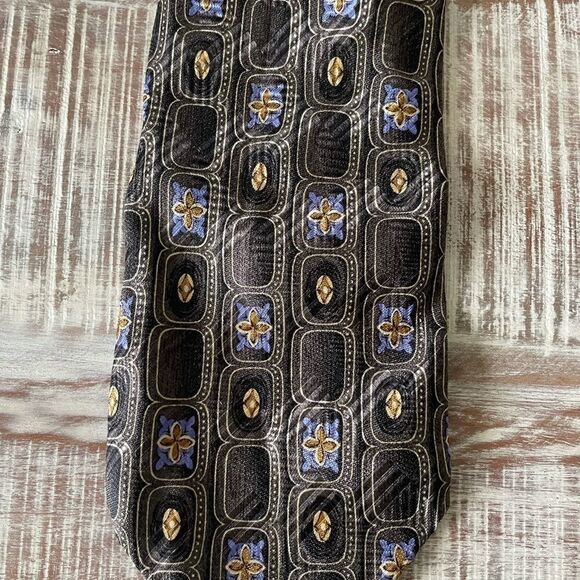 Robert Talbott Nordstrom Gray,Blue,and Gold Tie - Picture 1 of 8